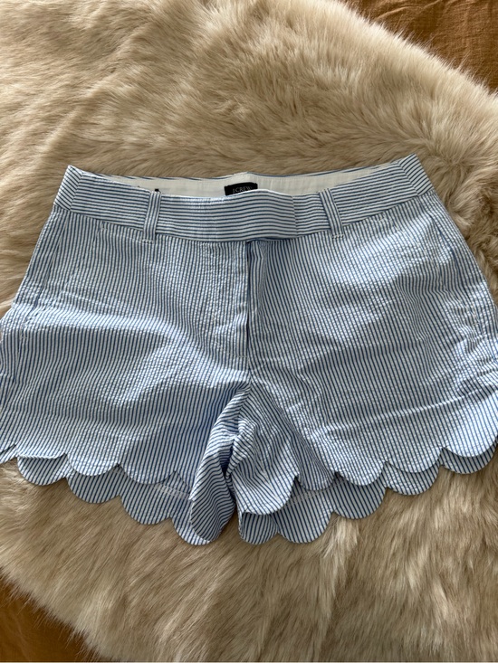 J. Crew Factory Pants - J. Crew Factory Blue and White Striped Scallop-Hem Bermuda Shorts